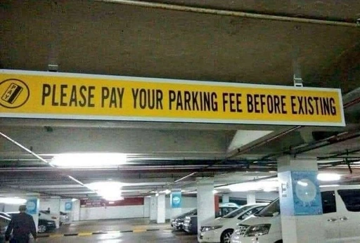 Please pay your parking fee before existing