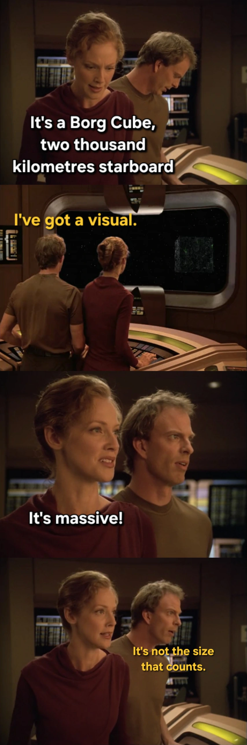 "That must be the Borg Queen's cube... Do you think she's maybe compensating for something?"